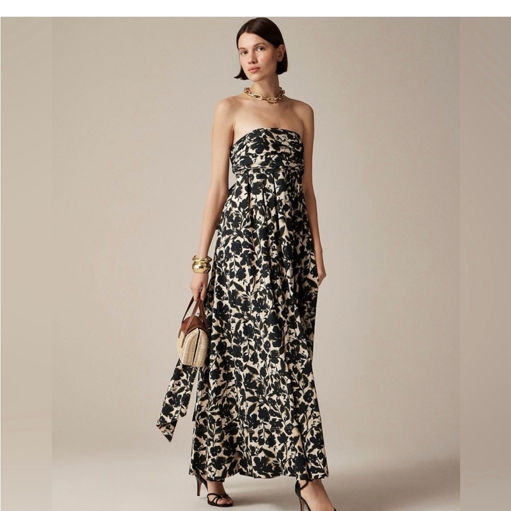 J.Crew Collection Elegant Black and Cream Strapless Dress
